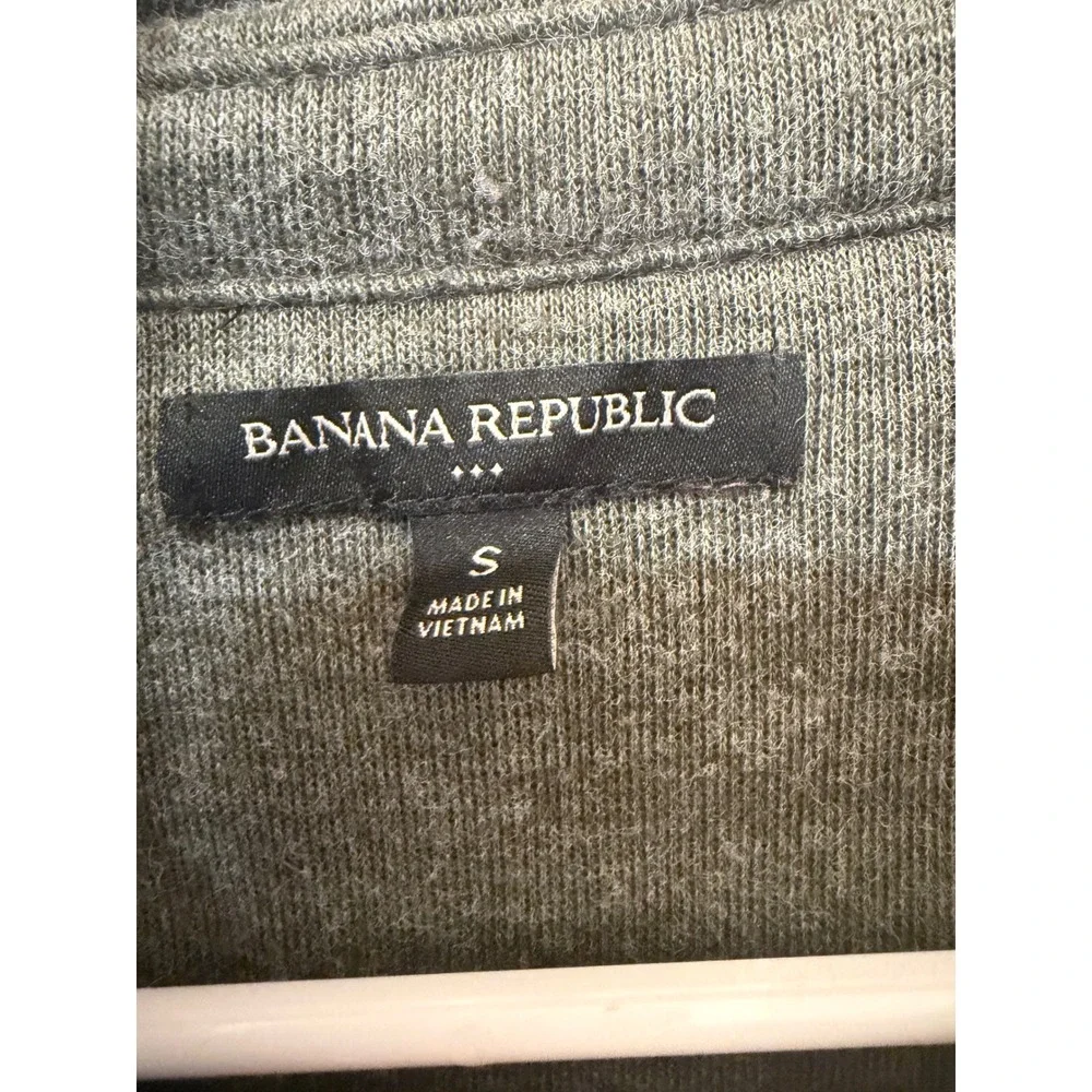 Banana Republic Mens Shawl Collar Pullover Sweater Heathered Olive Green Small